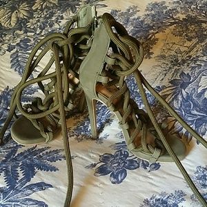 Wild Ones army green lace up stilettos
